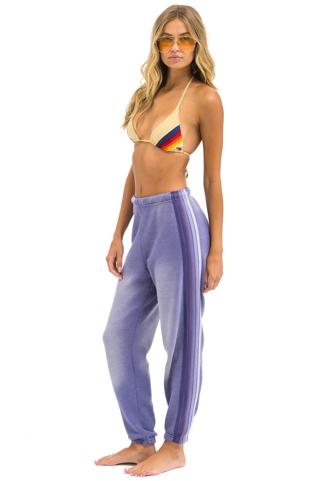 Aviator Nation 5 Stripe Sweatpants Faded Grape Sunni Spencer Apres Sea
