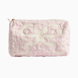 Light pink and white bow cosmetic bag