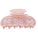 sweetheart pink claw clip with three bows