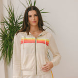 Aviator Nation - 5 Stripe Hoodie - Vintage White / Neon