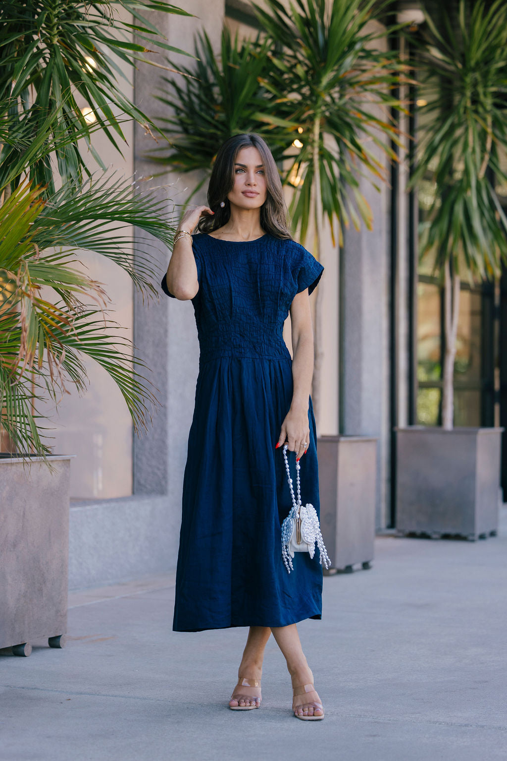 navy summer midi dress Coming Back For You Navy Blue Tiered Midi Dress Shop the Mint