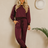 Stateside - Softest Fleece Pleated Hem Jogger - Cherry Liquor