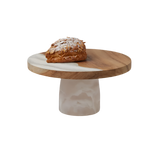Blue Pheasant - Large Austin Cake Stand - White Resin/Natural Teak