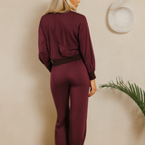 Stateside - Softest Fleece Pleated Hem Jogger - Cherry Liquor