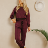 Stateside - Softest Fleece Pleated Hem Jogger - Cherry Liquor