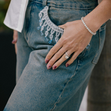 PatBO - Nostalgic Sky Beaded Denim Short - Light Blue