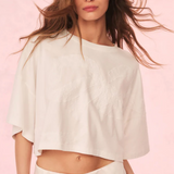 LoveShackFancy - Angelle Cotton Bow Tee - Sugar White