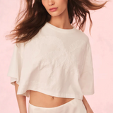 LoveShackFancy - Angelle Cotton Bow Tee - Sugar White