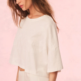 LoveShackFancy - Angelle Cotton Bow Tee - Sugar White