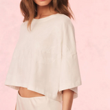 LoveShackFancy - Angelle Cotton Bow Tee - Sugar White