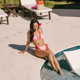 HUNZA G - Gina Bikini Contrast - Bubblegum/Red