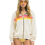 Aviator Nation - 5 Stripe Hoodie - Vintage White / Neon
