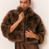 LoveShackFancy - Gelman Faux Fur Jacket - Dark Sable