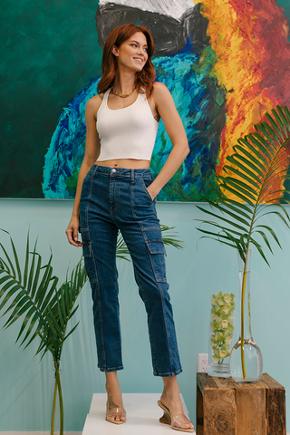 RE/DONE - High Rise Loose Long Jean - White