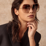 LINDA FARROW - Celia Oversized Sunglasses - Ash