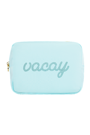 Stoney Clover Lane - "Vacay" Embroidered Large Pouch - Sky