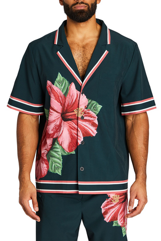 Faherty - Short Sleeve Stretch Playa Shirt - Rose Fishscale