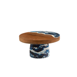 Blue Pheasant - Small Austin Cake Stand - Blue Resin/Natural Teak