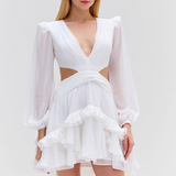 PatBO - Deep-V Cutout Mini Dress - White