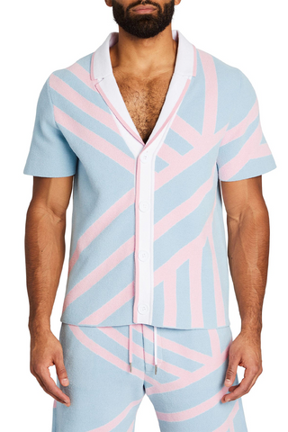 SER.O.YA - Lei Shirt - Jacquard Blue/Pink