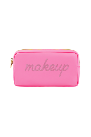 Stoney Clover Lane - "Makeup" Embroidered Small Pouch - Bubblegum