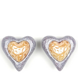 Julietta - Resin Heart Studs - Silver Glitter