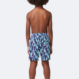 Tom & Teddy - Boys' Boats Swim Trunks - Mulberry & Sky Blue