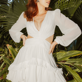 PatBO - Deep-V Cutout Mini Dress - White