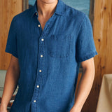 Faherty - Palma Linen Shirt - Indigo Basketweave