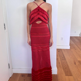 PatBO - Radiant Fringe Maxi Dress - Dark Red