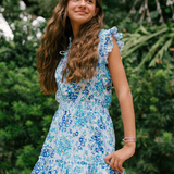 Poupette St. Barth - Kids Triny Mini Dress - Blue Aquarelle