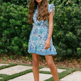 Poupette St. Barth - Kids Triny Mini Dress - Blue Aquarelle