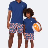 Tom & Teddy - Boys' Citrus Swim Trunks - Blue & Rouge