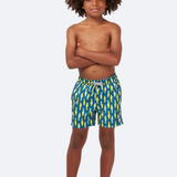 Tom & Teddy - Boys' Sardines Swim Trunks - Navy & Yellow