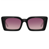 LINDA FARROW - Nieve Rectangular Sunglasses - Black/Wine