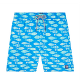 Tom & Teddy - Men's Striped Fish Swim Trunks - Blue