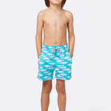 Tom & Teddy - Boys' Striped Fish Swim Trunks - Blue