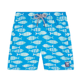 Tom & Teddy - Boys' Striped Fish Swim Trunks - Blue