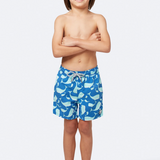 Tom & Teddy - Boys' Whales Swim Trunks - Navy & Aqua
