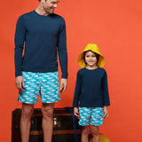 Tom & Teddy - Boys' Striped Fish Swim Trunks - Blue
