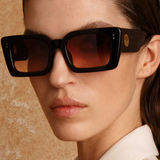 LINDA FARROW - Nieve Rectangular Sunglasses - Black/Wine
