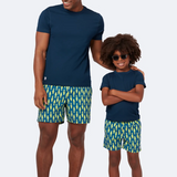 Tom & Teddy - Boys' Sardines Swim Trunks - Navy & Yellow