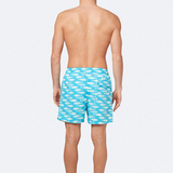Tom & Teddy - Men's Striped Fish Swim Trunks - Blue