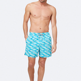 Tom & Teddy - Men's Striped Fish Swim Trunks - Blue