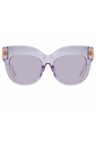 LINDA FARROW - Nieve Rectangular Sunglasses - Tortoiseshell/Blue