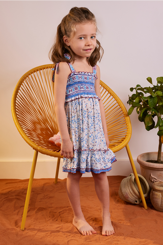 Poupette St. Barth - Kids Triny Mini Dress - Blue Aquarelle