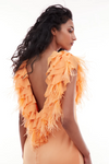 LoveShackFancy - Manota Feather Trim Dress - Tangerine