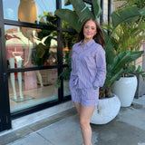 Stateside - STRIPE POPLIN DRAWSTRING SHORT - Suede Brown