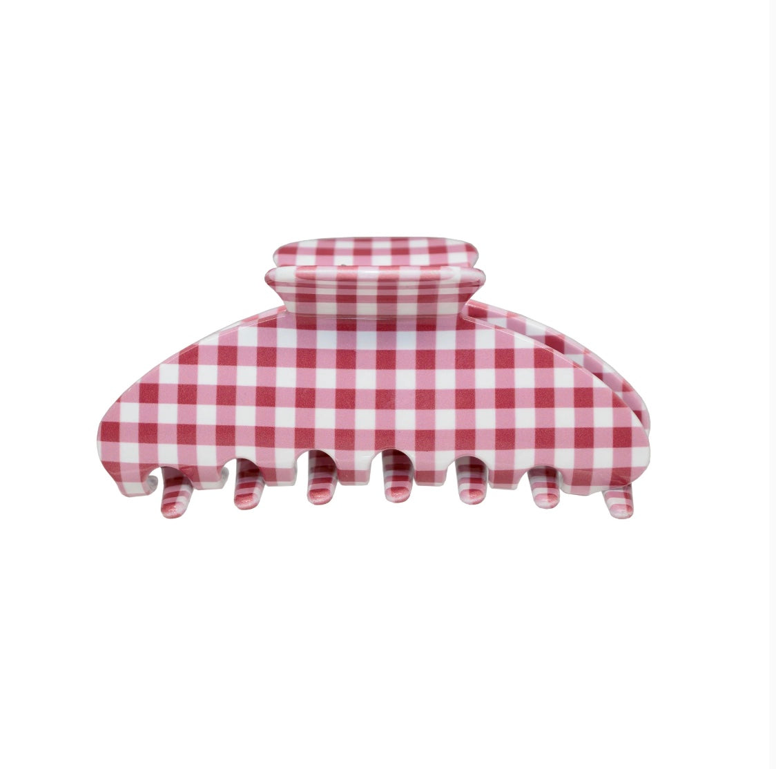 Red and white checkered hair clip