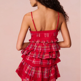 LoveShackFancy - Abbott Tartan Ruffle Top - Cherry Red